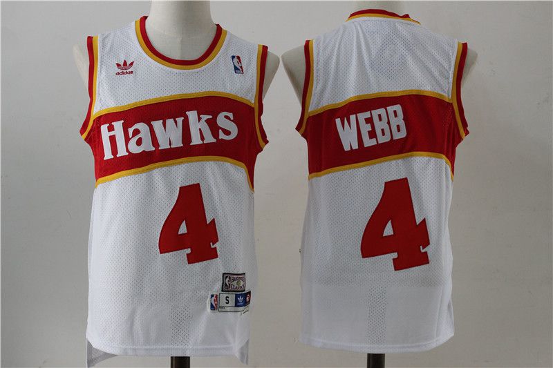Men Atlanta Hawks #4 Spud Webb White Stitched Throwback NBA Jersey->chicago bulls->NBA Jersey